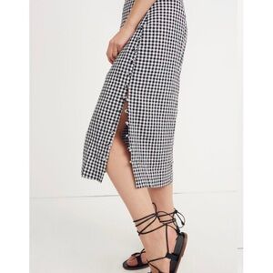 Madewell Gingham Button Detail Skirt